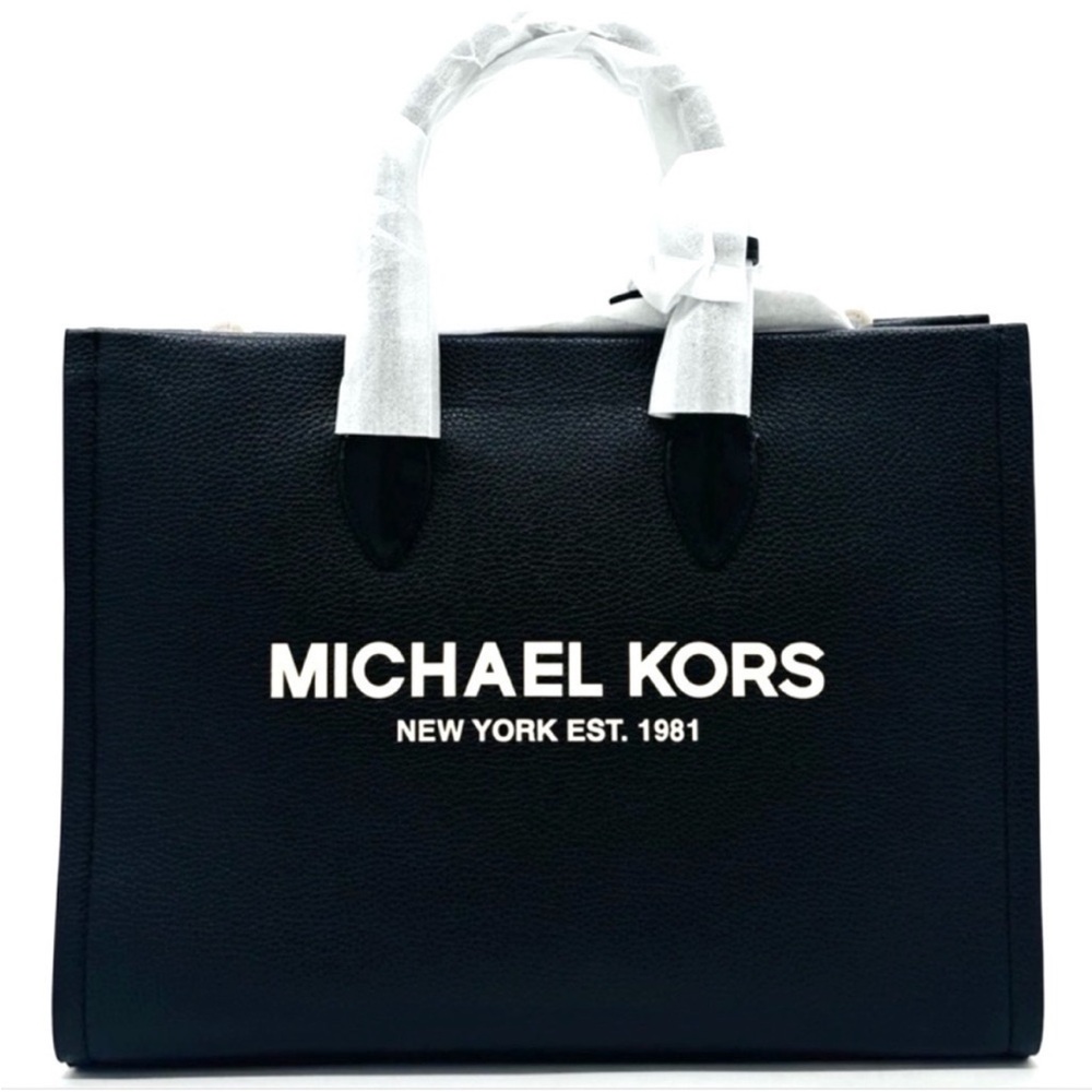 Michael Kors Medium Mirella Tote Bag Black Leather - Picture 3 of 12